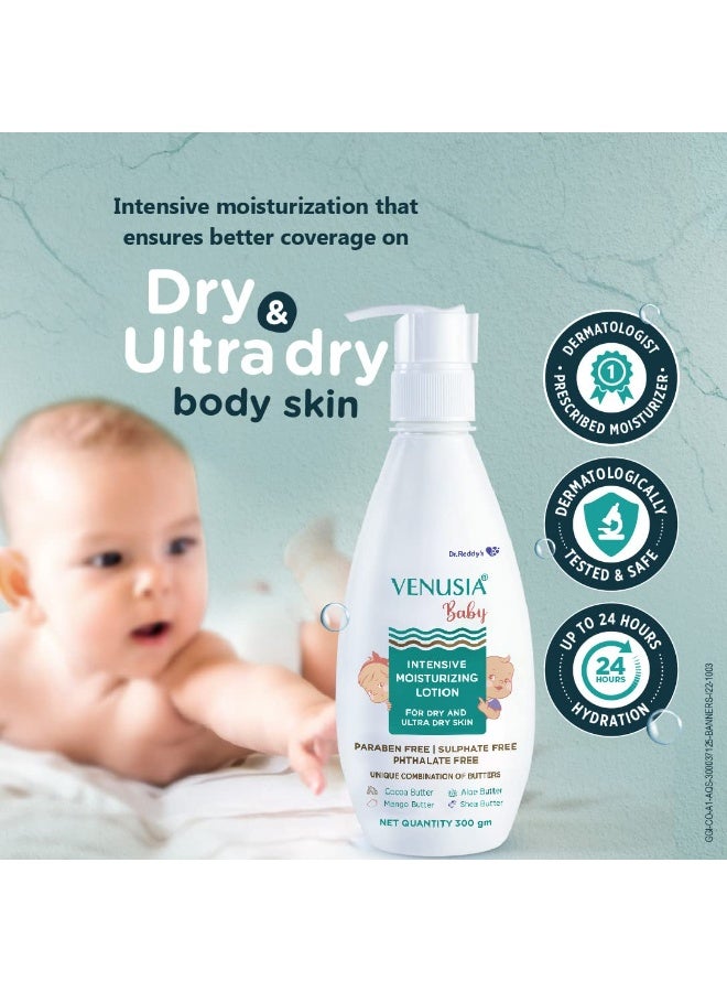 VENUSIA Dr. Reddy's Baby Intensive Moisturizing Lotion | Safe, Hydrating and Gentle | Goodness of Shea, Aloe, Cocoa and Mango Butter | Soothes Baby Skin | 300g (Pack of 2) - Image 2